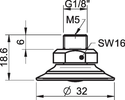 Przyssawka płaska F30-2, Chloropren 50°, G1/8"/M5 wew., z zaw. stożkowym (S.F30-2CR50.G18MMM5F.51) (3250039) - Piab