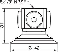 Przyssawka płaska F40-2, Nirtyl-PCV 50°, NPSF 5x1/8" wew., bez filtra (S.F40-2NP50.NS518F.00) (0101571) - Piab