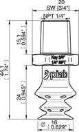 Przyssawka wielomieszkowa wykrywalna F-BX15, Silikon SIL 40°, NPT 1/4" zew., bez filtra (S.FBX15DS40.NT14MSS.00) (0207058) - Piab