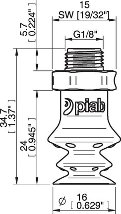 Przyssawka wielomieszkowa wykrywalna F-BX15, Silikon SIL 40°, G1/8" zew., bez filtra (S.FBX15DS40.G18MDC.00) (0207059) - Piab