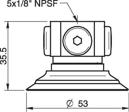 Przyssawka płaska F50-2, Silikon SIL 50°, NPSF 5x1/8" wew., bez filtra (S.F50-2S50.NS518F.00) (0101752) - Piab