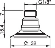 Przyssawka płaska F30-2, Silikon SIL 50°, FDA, G1/8" zew., filtr siatkowy (S.F30-2SF50.G18M.01) (9909626) - Piab
