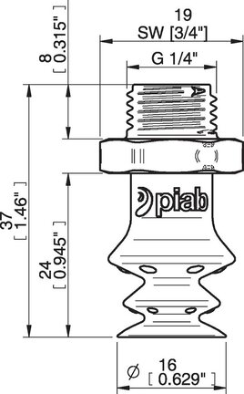 Przyssawka wielomieszkowa wykrywalna F-BX15, Silikon SIL 40°, G1/4" zew., bez filtra (S.FBX15DS40.G14MDC.00) (0207060) - Piab