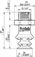 Przyssawka wielomieszkowa wykrywalna F-BX15, Silikon SIL 40°, G1/4" zew., bez filtra (S.FBX15DS40.G14MDC.00) (0207060) - Piab
