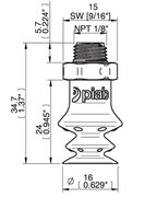 Przyssawka wielomieszkowa wykrywalna F-BX15, Silikon SIL 40°, NPT 1/8" zew., bez filtra (S.FBX15DS40.NT18MDC.00) (0207061) - Piab