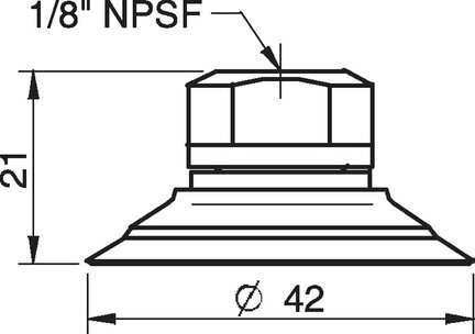 Przyssawka płaska F40-2, Silikon SIL 50°, NPSF 1/8" wew., zawór ster., podw.. przepł. (S.F40-2S50.NS18F.52) (0101554) - Piab