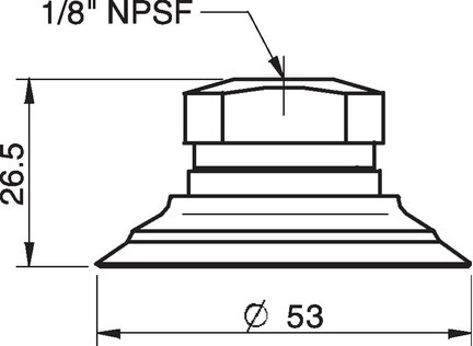 Przyssawka płaska F50-2, Nirtyl-PCV 50°, NPSF 1/8" wew., zawór ster., podw.. przepł. (S.F50-2NP50.NS18F.52) (0101773) - Piab