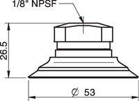 Przyssawka F50-2 nitryl-PVC, TR 1/8" GW, z zaworem sterującym o podwójnym przepływie - Piab