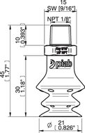 Przyssawka wielomieszkowa wykrywalna F-BX20, Silikon SIL 40°, NPT 1/8" zew., bez filtra (S.FBX20DS40.NT18MSS.00) (0207065) - Piab