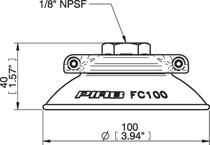 Przyssawka płaska wklęsła FC100P, PU40°, 1/8" NPSF wew., filtr siatkowy, (FC100P.4C.07NA) (0103731) - Piab