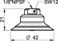 Przyssawka płaska F40-2, Nirtyl-PCV 50°, NPSF 1/8" wew., z zaw. stożkowym (S.F40-2NP50.NS18F.51) (3150050P) - Piab