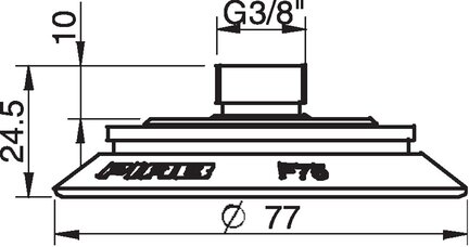 Przyssawka płaska F75P, PU30°/60°, G3/8" zew., filtr siatkowy, (F75P.5K.G40M) (0106830) - Piab