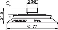 Przyssawka płaska F75P, PU30°/60°, G3/8" zew., filtr siatkowy, (F75P.5K.G40M) (0106830) - Piab