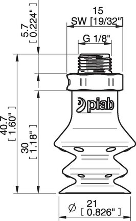 Przyssawka wielomieszkowa wykrywalna F-BX20, Silikon SIL 40°, G1/8" zew., bez filtra (S.FBX20DS40.G18MDC.00) (0207067) - Piab
