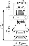 Przyssawka wielomieszkowa wykrywalna F-BX20, Silikon SIL 40°, G1/4" zew., bez filtra (S.FBX20DS40.G14MDC.00) (0207068) - Piab
