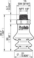 Przyssawka wielomieszkowa wykrywalna F-BX20, Silikon SIL 40°, NPT 1/8" zew., bez filtra (S.FBX20DS40.NT18MDC.00) (0207069) - Piab