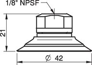 Przyssawka płaska F40-2, Silikon SIL 50°, FDA, NPSF 1/8" wew., filtr siatkowy (S.F40-2SF50.NS18F.01) (9909629) - Piab