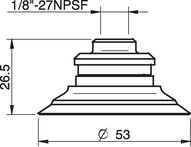Przyssawka płaska F50-2, Nirtyl-PCV 50°, NPSF 1/8" wew. kompozyt, bez filtra (S.F50-2NP50.NS18FC.00) (0110952) - Piab