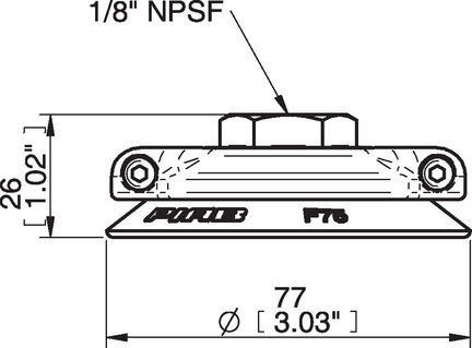 Przyssawka płaska F75P, PU60°, 1/8" NPSF wew., filtr siatkowy, (F75P.4E.07NA) (0111585) - Piab