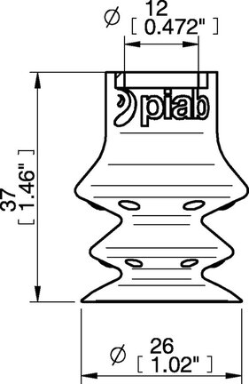 Przyssawka wielomieszkowa wykrywalna F-BX25, Silikon SIL 40°, bez filtra (S.FBX25DS40.XXX.00) (0206205) - Piab
