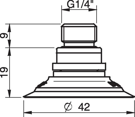 Przyssawka płaska F40, PE termoplastyczny TPU 81°, G1/4" zew., zawór ster., podw.. przepł., filtr siatkowy (S.F40T81.G14M.54) (0101593) - Piab