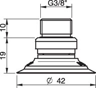 Przyssawka płaska F40, PE termoplastyczny TPU 81°, G3/8" zew., zawór ster., podw.. przepł., filtr siatkowy (S.F40T81.G38M.54) (0101595) - Piab