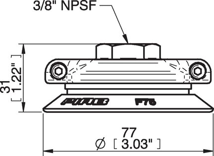 Przyssawka płaska F75P, PU60°, 3/8" NPSF wew., filtr siatkowy, (F75P.4E.07NE) (0111587) - Piab
