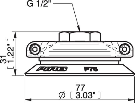 Przyssawka płaska F75P, PU30°/60°, G1/2" wew., filtr siatkowy, (F75P.4K.07NF) (0106352) - Piab