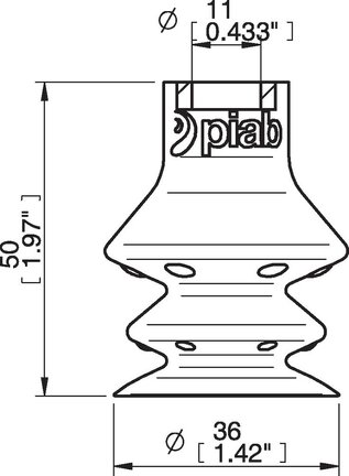 Przyssawka wielomieszkowa wykrywalna F-BX35, Silikon SIL 40°, bez filtra (S.FBX35DS40.XXX.00) (0206206) - Piab