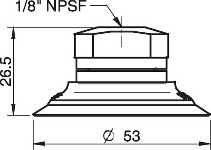 Przyssawka płaska F50, PE termoplastyczny TPU 81°, NPSF 1/8" wew., filtr siatkowy (S.F50T81.NS18F.01) (0101791) - Piab