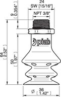 Przyssawka wielomieszkowa wykrywalna F-BX35, Silikon SIL 40°, NPT 3/8" zew., bez filtra (S.FBX35DS40.NT38MDC.00) (0207086) - Piab