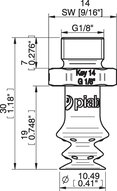 Przyssawka wielomieszkowa wykrywalna F-BX10, Silikon SIL 40°, G1/8" zew., bez filtra (S.FBX10DS40.G18MSS.00) (0207050) - Piab
