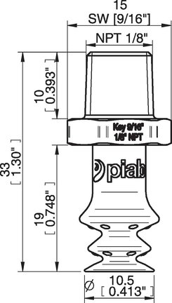 Przyssawka wielomieszkowa wykrywalna F-BX10, Silikon SIL 40°, NPT 1/8" zew., bez filtra (S.FBX10DS40.NT18MSS.00) (0207051) - Piab