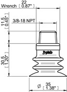 Przyssawka wielomieszkowa wykrywalna F-BXT35, Silikon SIL 40°, NPT 3/8" zew., 5-piSAVE , dławik 1,0 mm (S.FBXT35DS40.NT38M.54) (0210670) - Piab