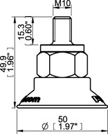 Przyssawka płaska wklęsła FCF50P, PU55°/60°, M10x1.5 zew., (FCF50P.4R.M10M) (0121432) - Piab
