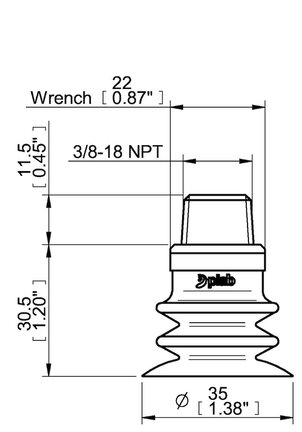 Przyssawka wielomieszkowa wykrywalna F-BXT35, Silikon SIL 40°, NPT 3/8" zew., filtr siatkowy (S.FBXT35DS40.NT38M.01) (0210671) - Piab