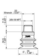 Przyssawka wielomieszkowa wykrywalna F-BXT35, Silikon SIL 40°, NPT 3/8" zew., filtr siatkowy (S.FBXT35DS40.NT38M.01) (0210671) - Piab