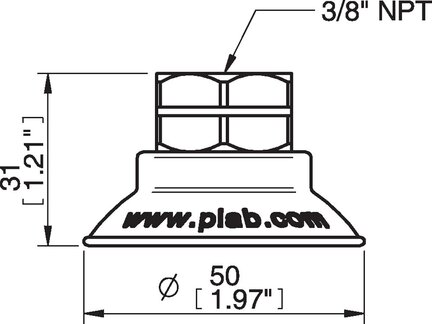 Przyssawka płaska wklęsła FCF50P, PU55°/60°, 3/8" NPT wew., (FCF50P.4R.05UN) (0122283) - Piab