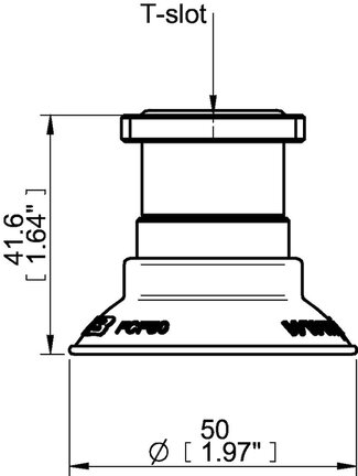 Przyssawka płaska wklęsła FCF50P, PU55°/60°, T-slot, filtr siatkowy, (FCF50P.4R.T1M) (0206929) - Piab