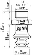 Przyssawka wielomieszkowa wykrywalna F-BX15, Silikon SIL 40°, G1/4" zew. obrotowy, bez filtra (S.FBX15DS40.G14MSS.00) (0207056) - Piab