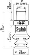 Przyssawka wielomieszkowa wykrywalna F-BX15, Silikon SIL 40°, NPT 1/8" zew., bez filtra (S.FBX15DS40.NT18MSS.00) (0207057) - Piab