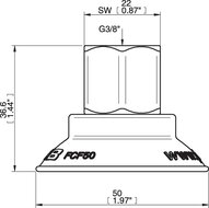 Przyssawka płaska wklęsła FCF50P, PU55°/60°, G3/8" wew., tworzywowy, (FCF50P.4R.G74WC) (0206606) - Piab