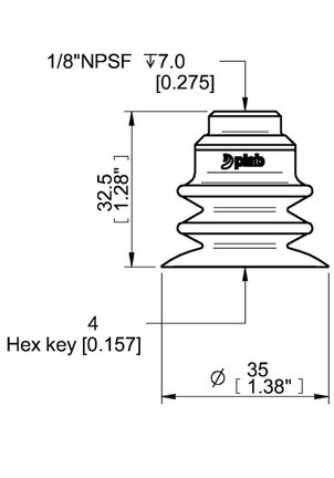 Przyssawka wielomieszkowa wykrywalna F-BXT35, Silikon SIL 40°, NPSF 1/8" wew. kompozyt, bez filtra (S.FBXT35DS40.NS18FC.00) (0210676) - Piab