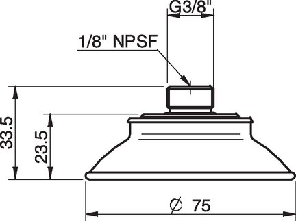 Przyssawka płaska wklęsła FC75P, PU40°, G3/8" zew. - 1/8" NPSF wew., (FC75P.4C.07UF) (0103294) - Piab