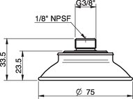 Przyssawka płaska wklęsła FC75P, PU60°, G3/8" zew. - 1/8" NPSF wew., (FC75P.4E.07UF) (0103296) - Piab