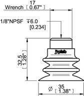 Przyssawka wielomieszkowa wykrywalna F-BXT35, Silikon SIL 40°, NPSF 8/8" wew., filtr siatkowy (S.FBXT35DS40.NS18F.01) (0210678) - Piab