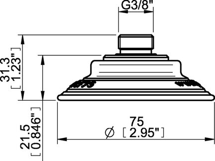 Przyssawka płaska wklęsła FCF75P, PU55°/60°, G3/8" zew., filtr siatkowy, (FCF75P.5R.G45M) (0118423) - Piab