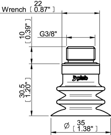 Przyssawka wielomieszkowa wykrywalna F-BXT35, Silikon SIL 40°, G3/8" zew., 5-piSAVE , dławik 1,0 mm (S.FBXT35DS40.G38M.54) (0210680) - Piab
