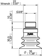 Przyssawka wielomieszkowa wykrywalna F-BXT35, Silikon SIL 40°, G3/8" zew., filtr siatkowy (S.FBXT35DS40.G38M.01) (0210681) - Piab