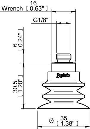 Przyssawka wielomieszkowa wykrywalna F-BXT35, Silikon SIL 40°, G1/8" zew., filtr siatkowy (S.FBXT35DS40.G18M.01) (0210682) - Piab